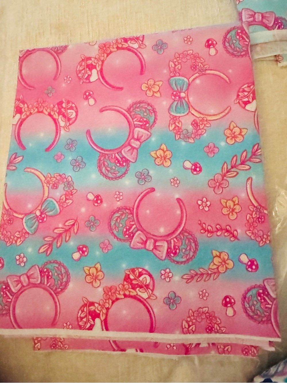 1 yard custom cotton preppy Minnie ear headband Disney Lilly fabric LP, WDW.